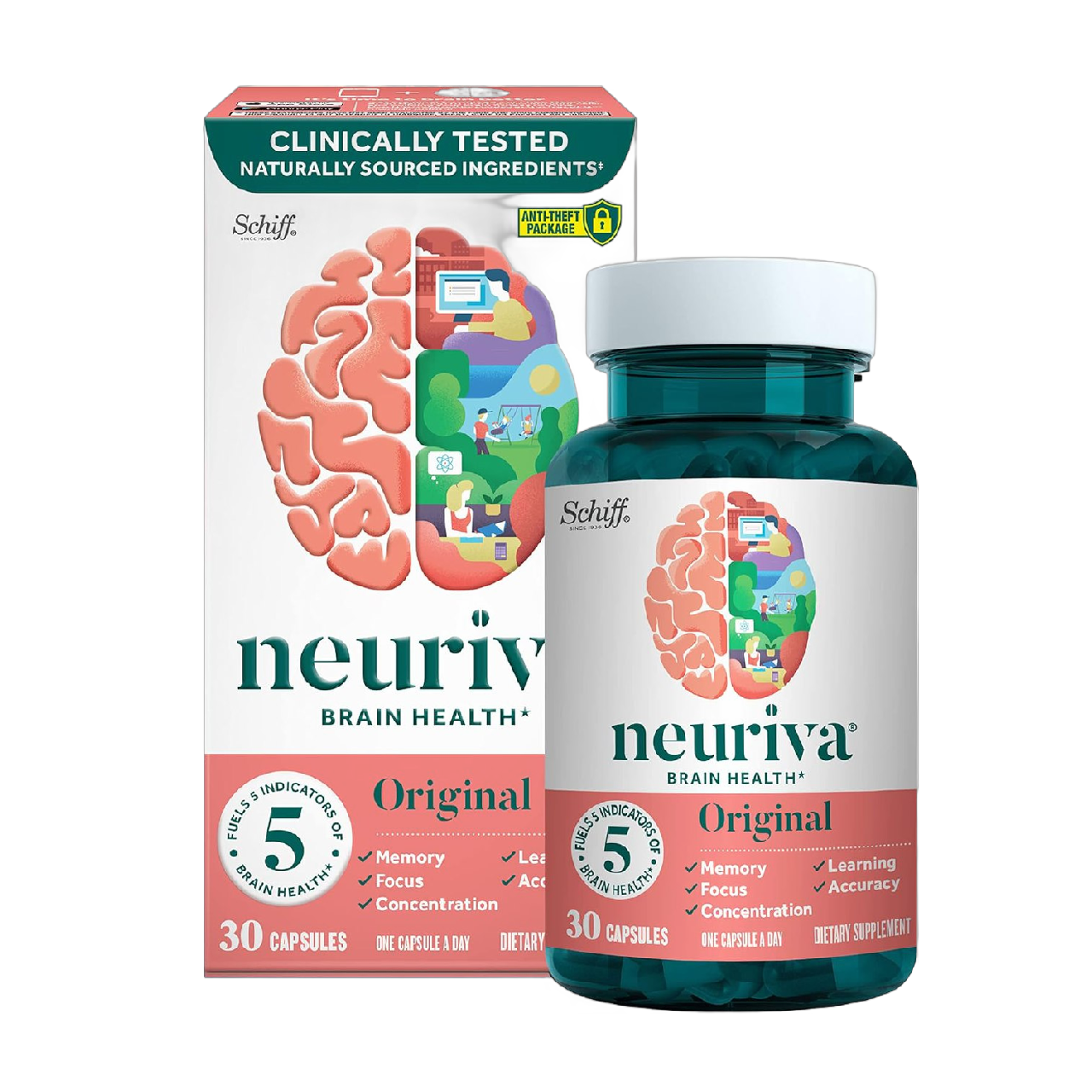 NEURIVA Original Brain Supplement for Memory, 30 Capsules | Supplenation