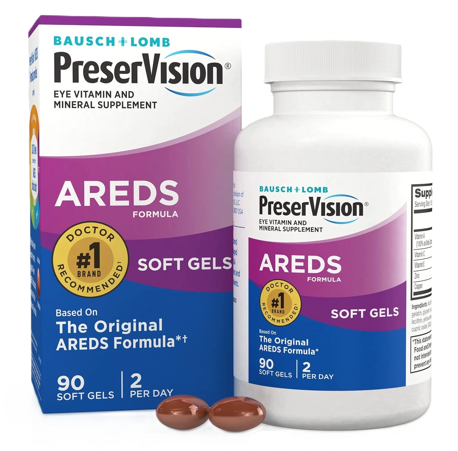 PreserVision AREDS 2 Eye Supplement, 90 Softgels, Lutein & Zeaxanthin | Supplenation