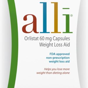 Alli Weight Loss Diet Pills, Orlistat 60 mg Capsules, Non Prescription Weight Loss Aid, 120 Count Refill Pack