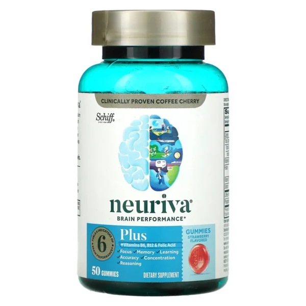 NEURIVA Plus Gummies, 50ct, Strawberry Flavor, Memory and Cognitive Function Support