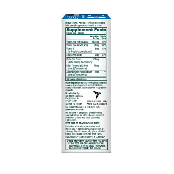 NEURIVA Brain + Eye, 30 Capsules, Memory, Focus, Eye Health with Lutein and Zeaxanthin - Image 3