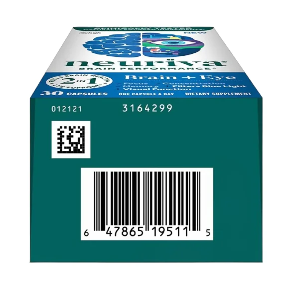 NEURIVA Brain + Eye, 30 Capsules, Memory, Focus, Eye Health with Lutein and Zeaxanthin - Image 4