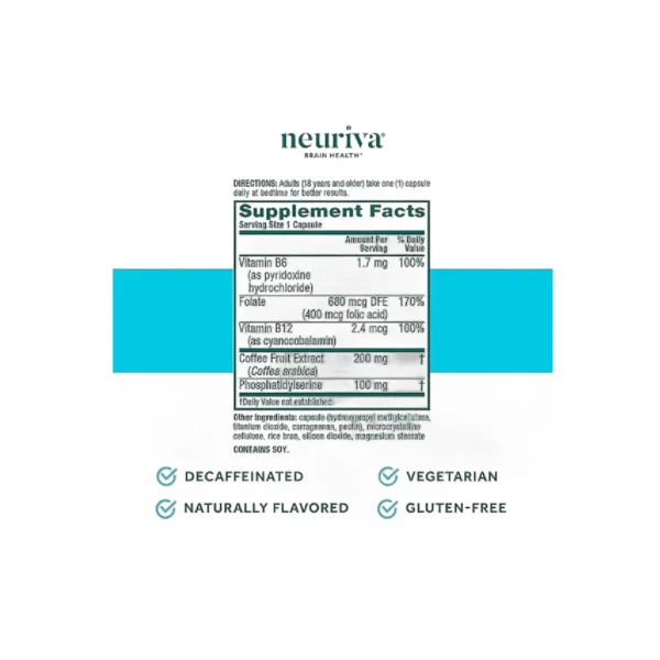 NEURIVA Plus, 30 Capsules, Memory and Focus, Cognitive Vitamins B6 & B12 - Image 4