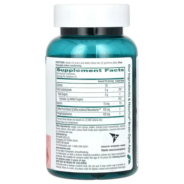 NEURIVA Brain Gummies, Caffeine-Free, Memory & Focus Support, Phosphatidylserine, Neurofactor - Image 3