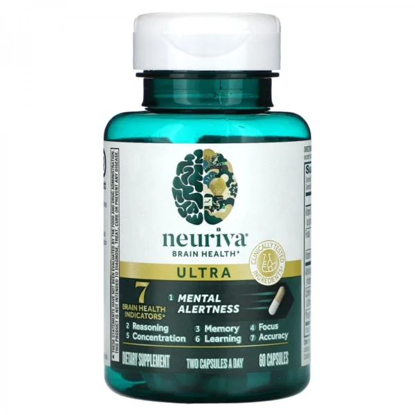 NEURIVA Ultra Brain Supplement, 60 Capsules, Memory, Focus & Mental Alertness, Decaffeinated - Image 4