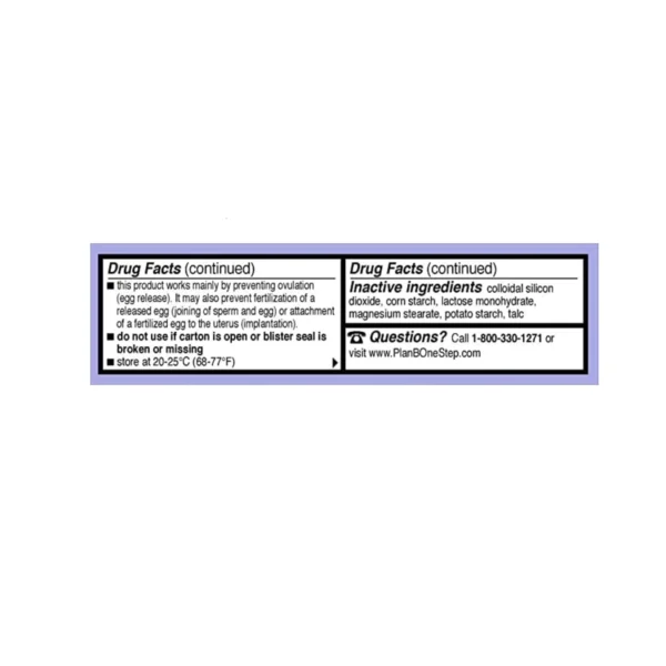 Plan B One-Step, 1 Tablet, Emergency Contraceptive 1.5 mg - Image 4