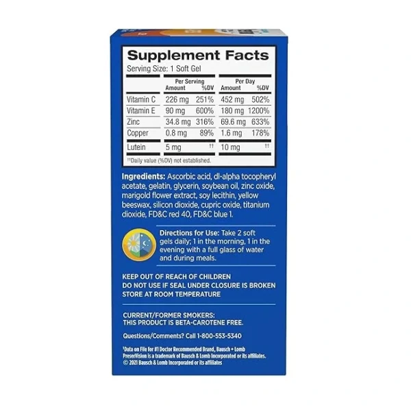 PreserVision AREDS Eye Supplement, 120 Softgels, by Bausch + Lomb - Image 3