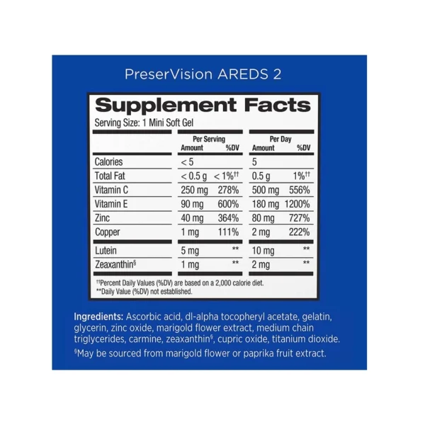 PreserVision AREDS 2 + Multivitamin Eye Supplement, 100 Softgels, Zinc & Vitamin D - Image 3