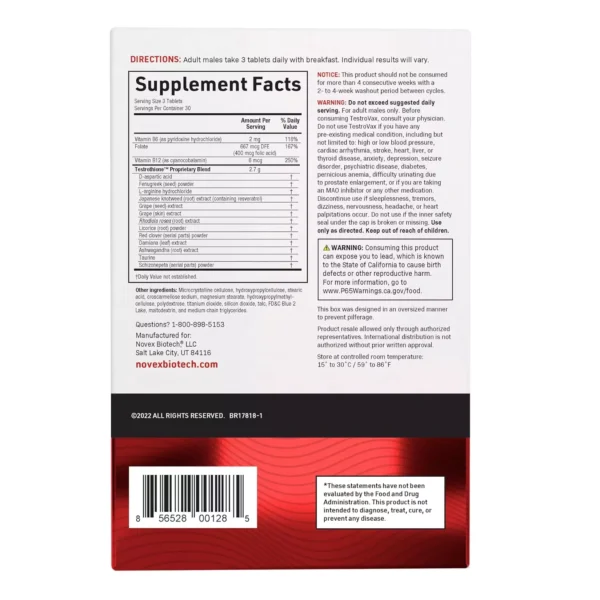 Testrovax – 90 Count, 2700mg Testosterone Booster for Men - Image 4