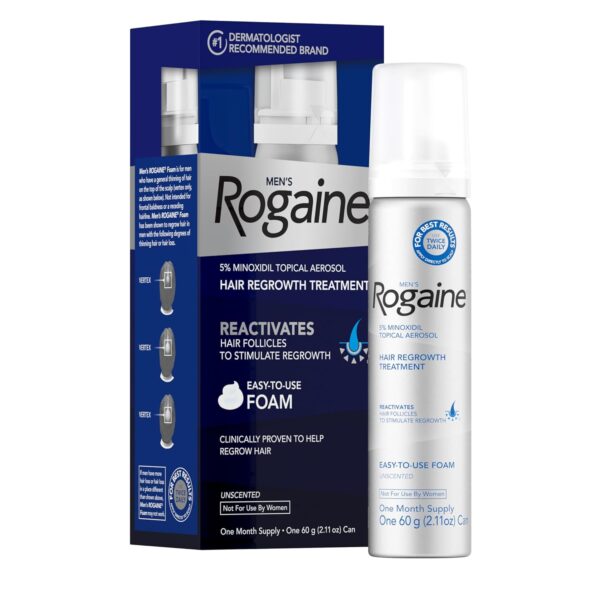 Men’s Rogaine 5% Minoxidil Foam – 1-Month Hair Regrowth Supply