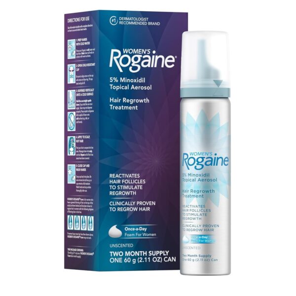 Women’s Rogaine 5% Minoxidil Foam Hair Regrowth Treatment – 2-Month Supply