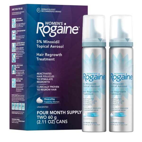 Women’s Rogaine 5% Minoxidil Hair Regrowth Treatment – 4-Month Supply
