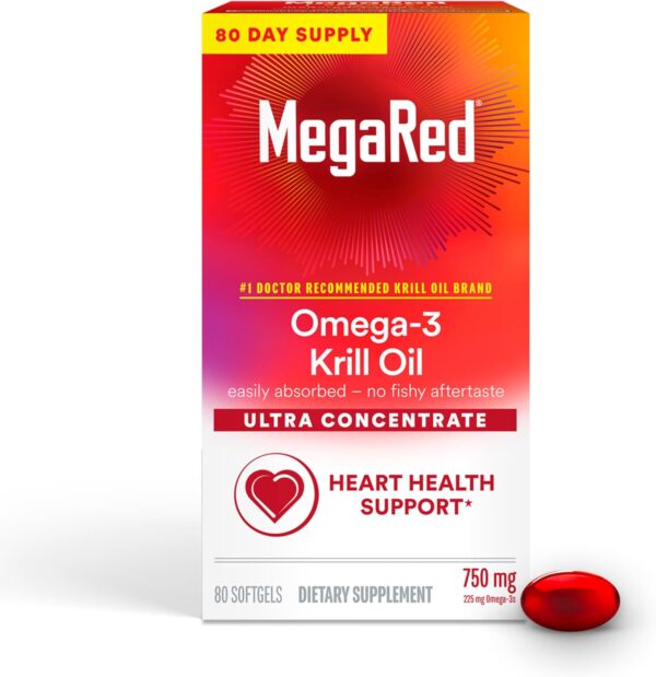 MegaRed Omega-3 Complex with Fish & Krill Oil – 80 Softgels