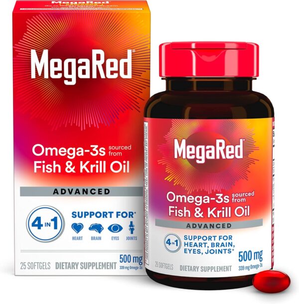 Omega-3 Fish & Krill Oil Advanced – 500 mg, 25 Softgels
