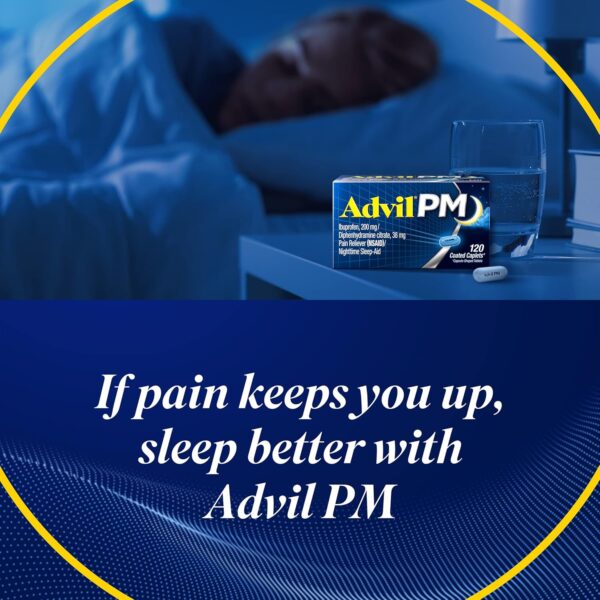 Advil PM Pain Relief with Ibuprofen 200mg – 80 Coated Caplets - Image 2