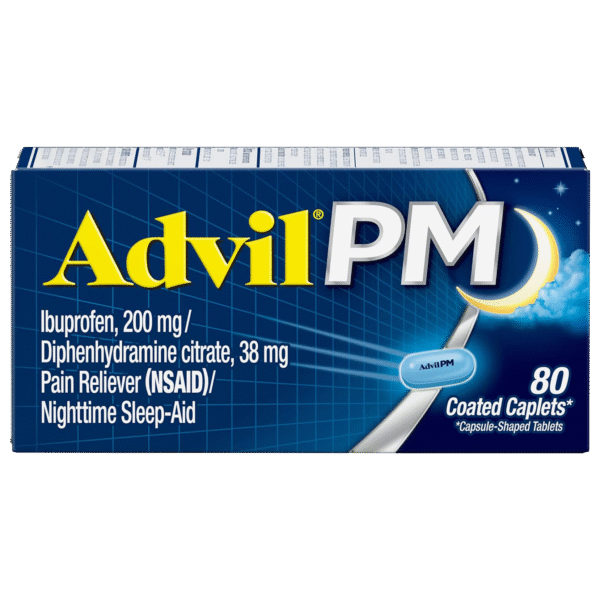 Advil PM Pain Relief with Ibuprofen 200mg – 80 Coated Caplets