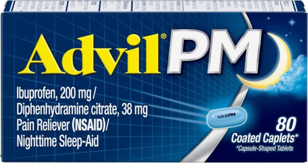 Advil PM Pain Relief with Ibuprofen 200mg – 80 Coated Caplets