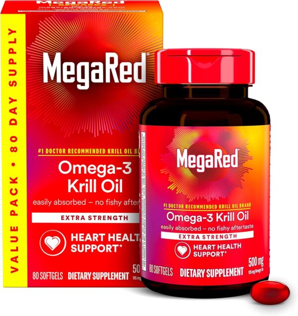 MegaRed Extra Strength Omega-3 Krill Oil – 80 Softgels