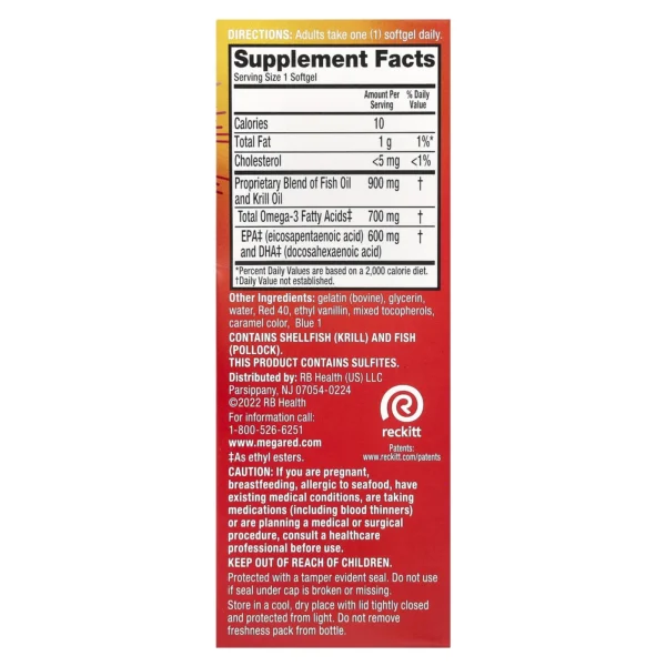 MegaRed Advanced Ultra Strength Omega-3 Fish & Krill Oil – 40 Softgels - Image 2