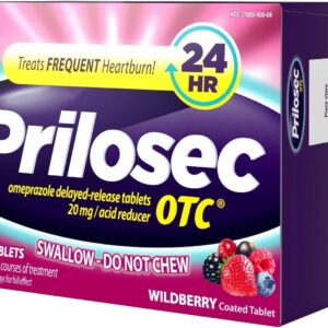 Prilosec OTC 20mg Wildberry Tablets – 42 Count, 24-Hour Heartburn Relief