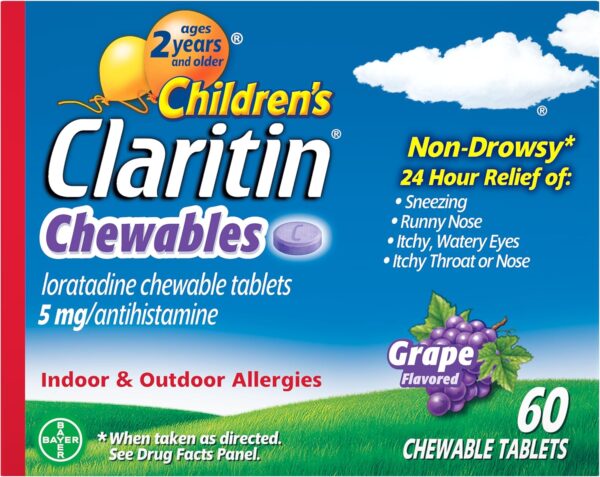 Claritin Chewables for Kids Grape 60ct – 24-Hour Relief