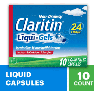 Claritin Liqui-Gels 10 Capsules – 24-Hour Seasonal Allergy Symptom Relief