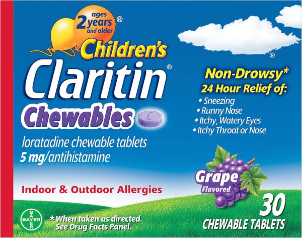 Claritin Chewables for Kids Grape 30ct – 24-Hour Relief