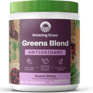 Amazing Grass Greens Blend Antioxidant, Prebioitics & Probiotics, Sweet Berry, 30 Servings