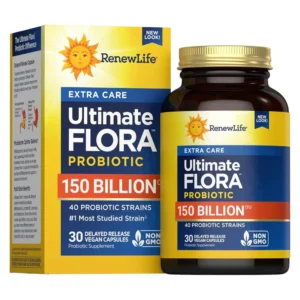 Renew Life extra care ultimate flora probiotic 150 billion 30 vegan capsules main photo