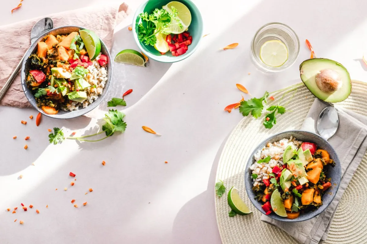 Healthy, balanced meals on a table