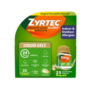 zyrtec 24-hour allergy relief liquid gels 10mg cetirizine hcl 25 count main photo