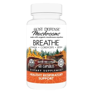 host defense breathe mushroom capsules with chaga reishi and cordyceps 60 count for respiratory and immune support main photo