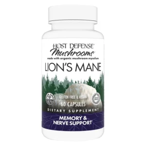 host defense lions mane mushroom capsules 60 count for brain health focus and memory support main photo
