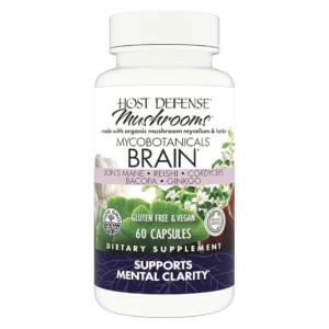 host defense mycobotanicals brain capsules with lions mane bacopa and ginkgo 60 count for focus and memory support main photo