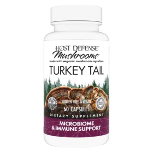 host defense turkey tail mushroom capsules 60 count for gut microbiome and immune support main photo